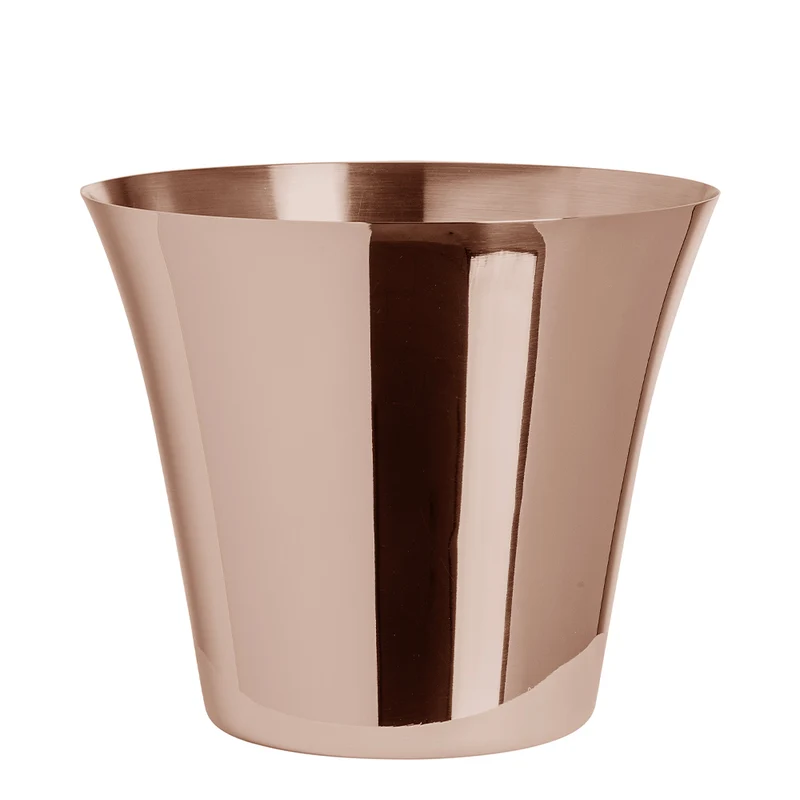 Ø 27 x H.21.5 - Modern Secchiello Portabottiglie Ovale In Acciaio Inox 18-10