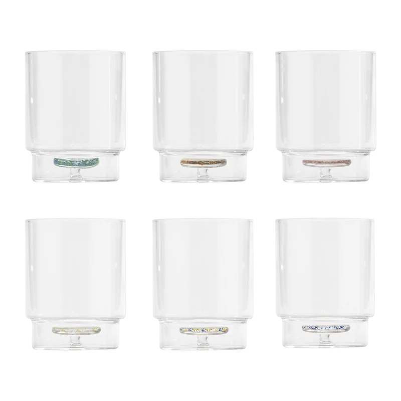 35 cl - Teca Terrazzo Bicchiere Acqua Fatto a Mano In Vetro Borosilicato Set 6 Pz