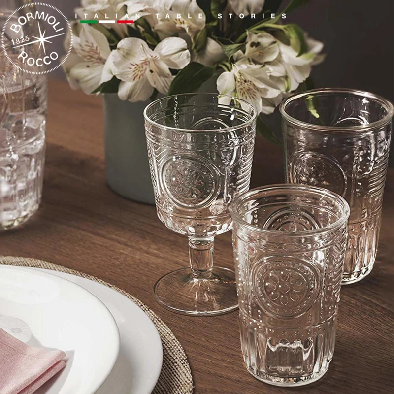 Romantic Set Caraffa Con Calici e Bicchieri In Vetro Decorato Set 13 Pz