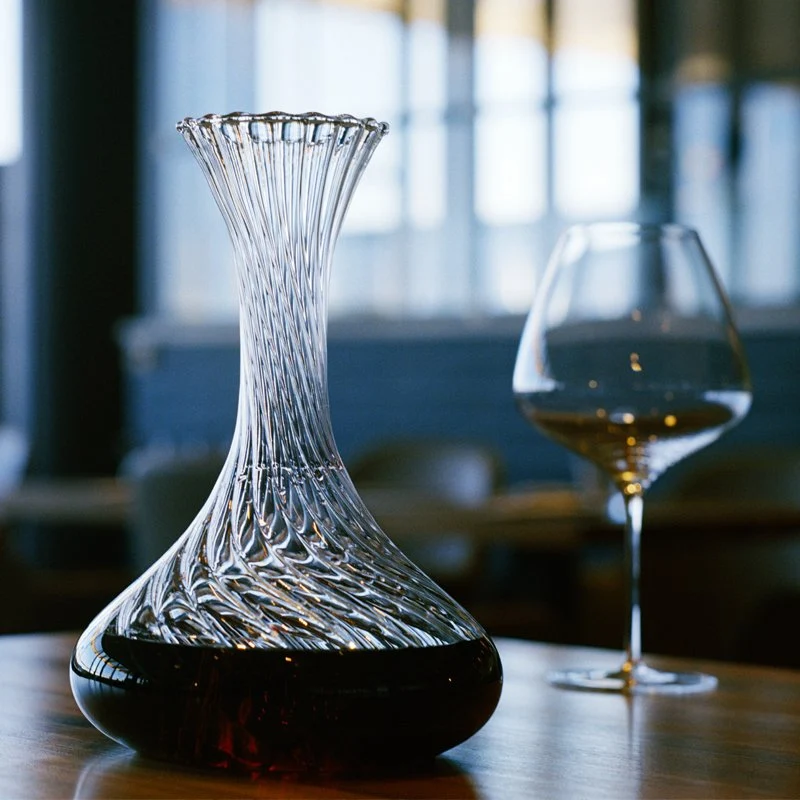 150 cl - Vertigo Decanter Vino In Vetro Cristallino Con Stopper AcrilicoTrasparente