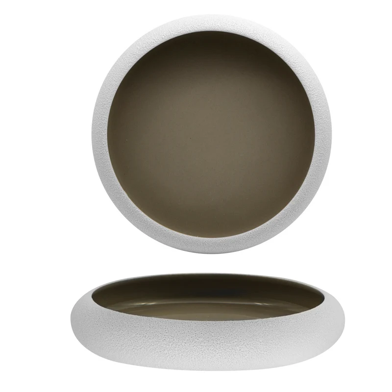 27 cm - Genesys Evo Grey Piatto Presentazione Alto a Nido In Porcellana