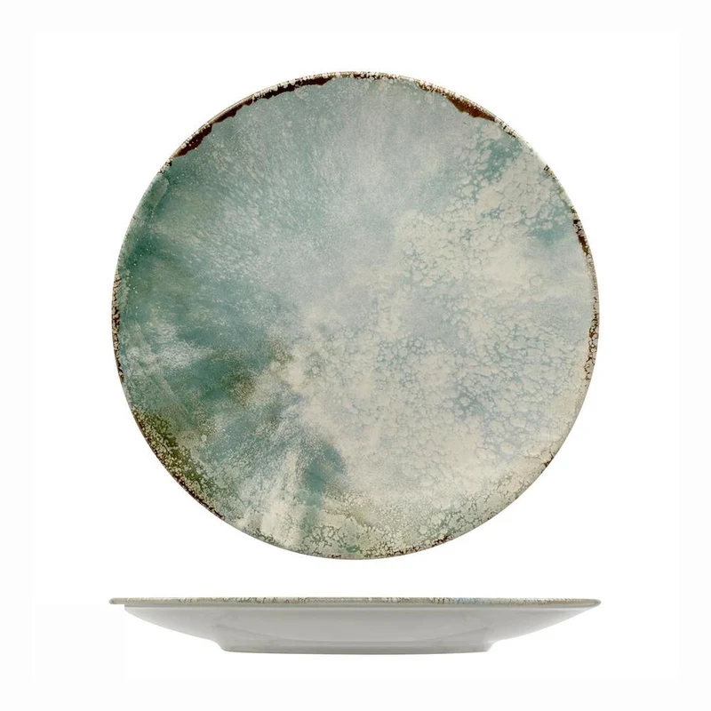 Matcha Piatto Piano Coupe Decorato In Gres porcellanato Set 6 Pz