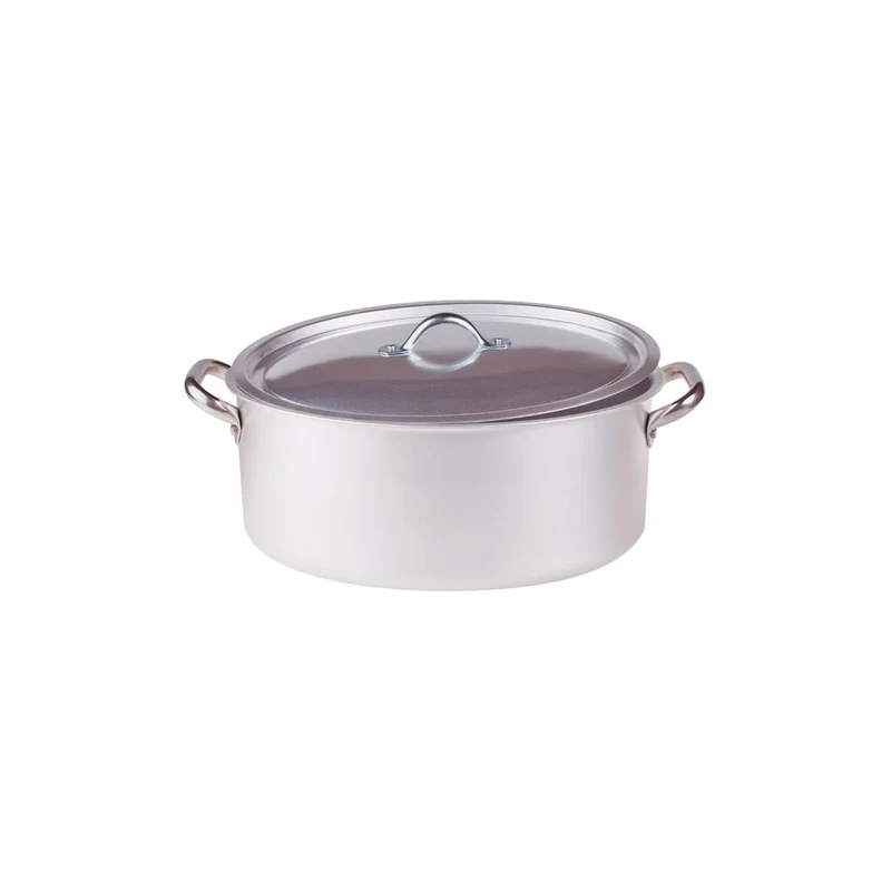 Alluminio 3mm Professionale Casseruola Alta Ovale Con Coperchio e 2 Maniglie Inox
