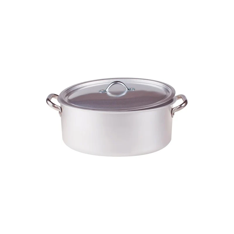 Alluminio 3mm Professionale Casseruola Alta Ovale Con Coperchio e 2 Maniglie Inox