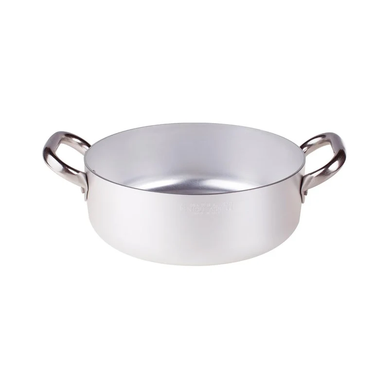 Alluminio 3mm Professionale Casseruola Bassa Con 2 Maniglie Inox
