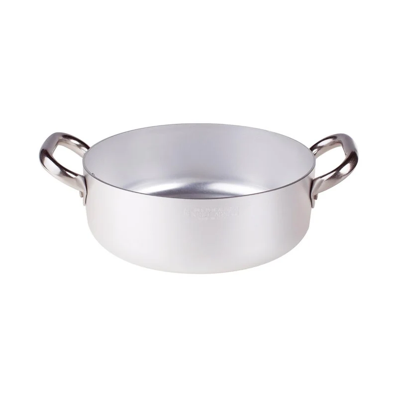 Alluminio 3mm Professionale Casseruola Bassa Con 2 Maniglie Inox