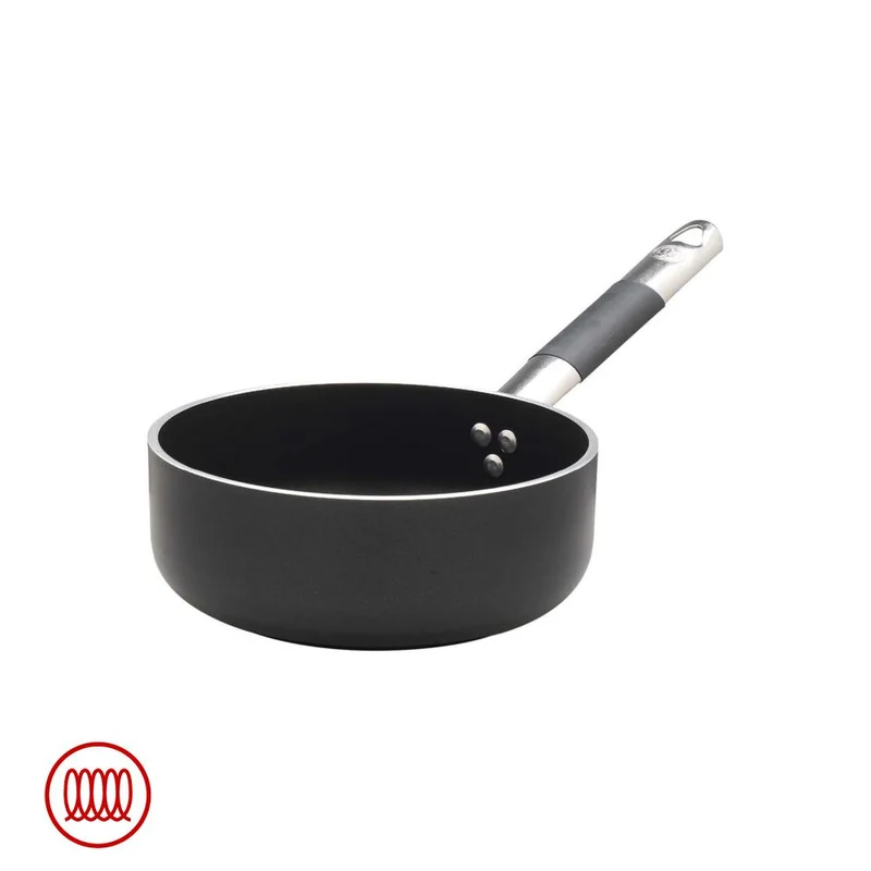 AlBlack Casseruola Bassa Induzione In Alluminio Antiaderente 5mm Con Manico Cool Inox