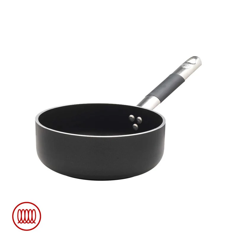 AlBlack Casseruola Bassa Induzione In Alluminio Antiaderente 5mm Con Manico Cool Inox