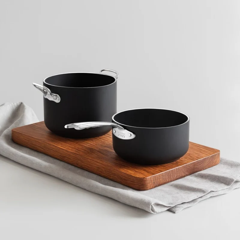 AlBlack Casseruola Alta Induzione In Alluminio Antiaderente 5mm Con Manico Cool Inox