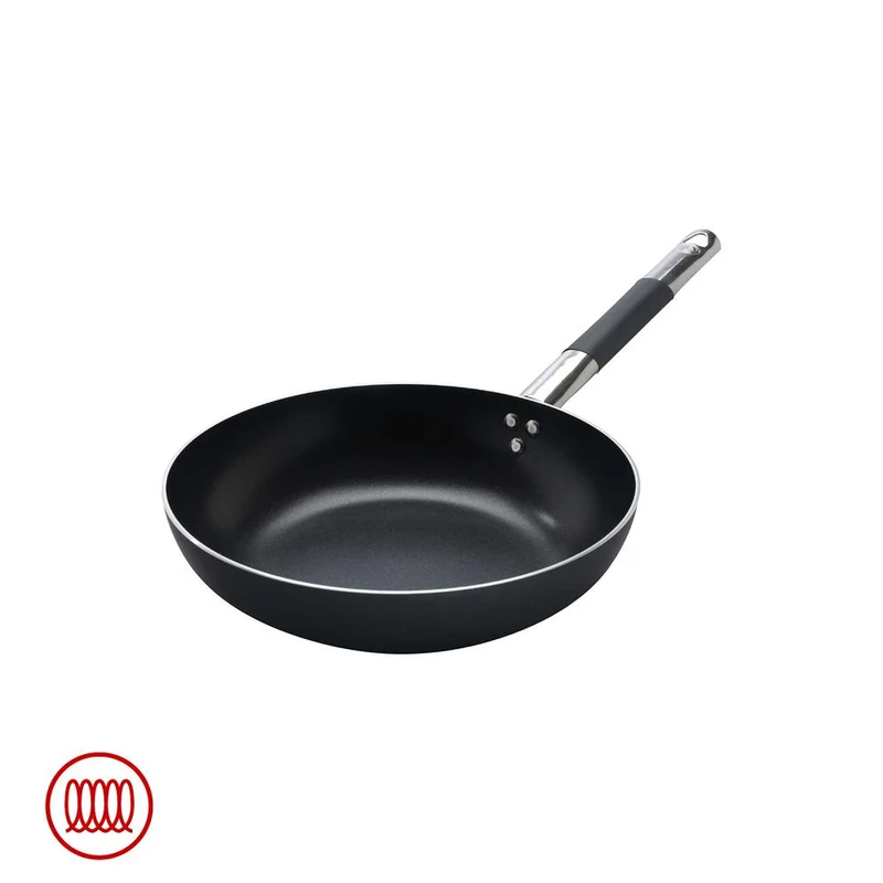 AlBlack Padella Alta Svasata Induzione In Alluminio Antiaderente 5mm Con Manico Cool Inox