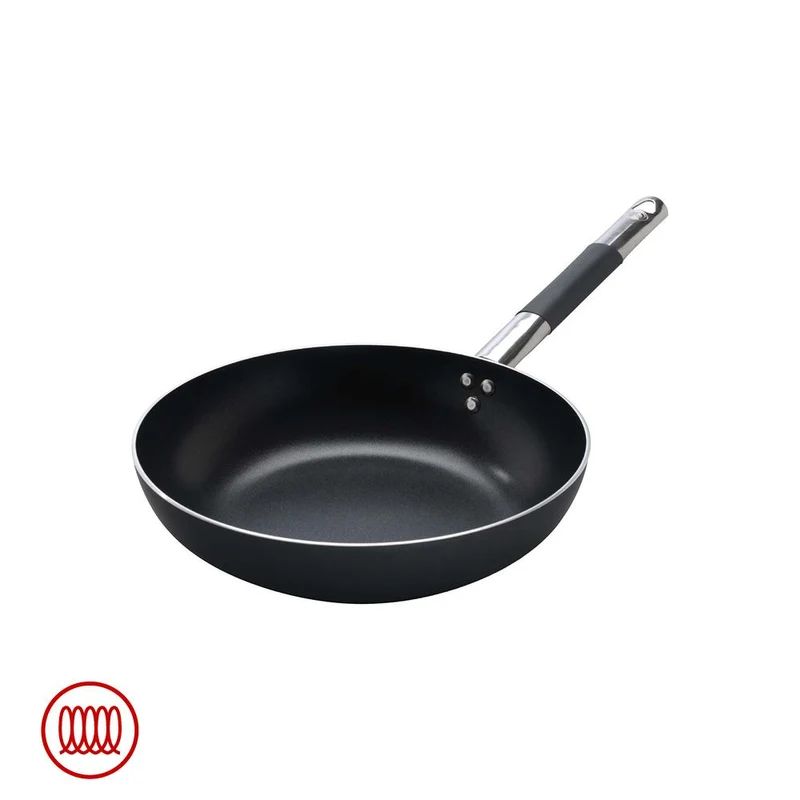 AlBlack Padella Alta Svasata Induzione In Alluminio Antiaderente 5mm Con Manico Cool Inox