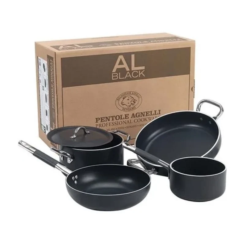 AlBlack Tegame Basso Induzione In Alluminio Antiaderente 5mm Con 2 Maniglie Inox