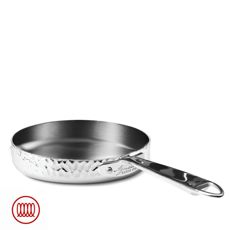 Alu-Inox 3-ply Padella Bassa Induzione Con Manico Tubolare In AluInox