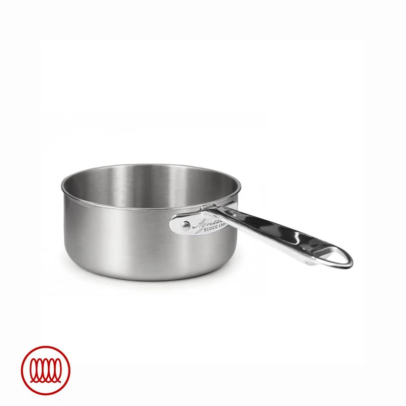 Alu-Inox 3-ply Casseruola Bassa Induzione Con Manico Tubolare In AluInox