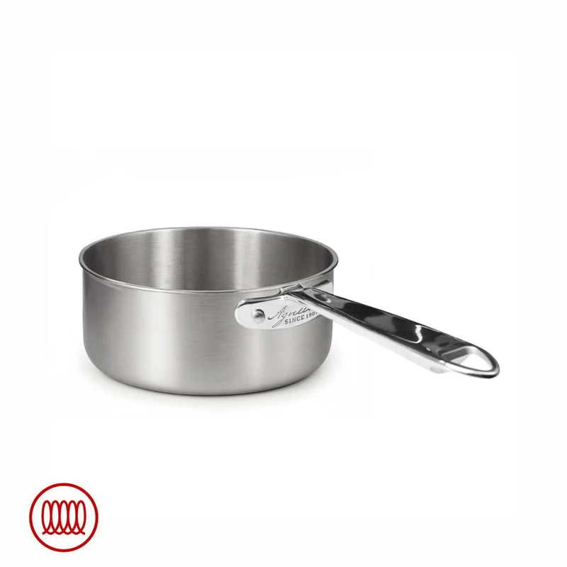 Alu-Inox 3-ply Casseruola Bassa Induzione Con Manico Tubolare In AluInox