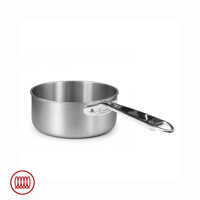 Alu-Inox 3-ply Casseruola Bassa Induzione Con Manico Tubolare In AluInox