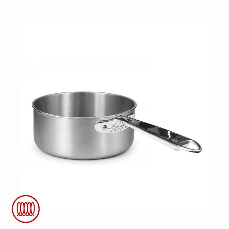 Alu-Inox 3-ply Casseruola Bassa Induzione Con Manico Tubolare In AluInox