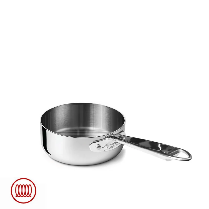 Alu-Inox 3-ply Casseruola Bassa Induzione Con Manico Tubolare In AluInox