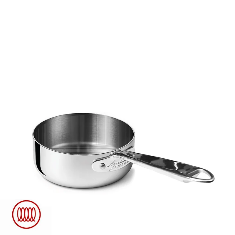 Alu-Inox 3-ply Casseruola Bassa Induzione Con Manico Tubolare In AluInox