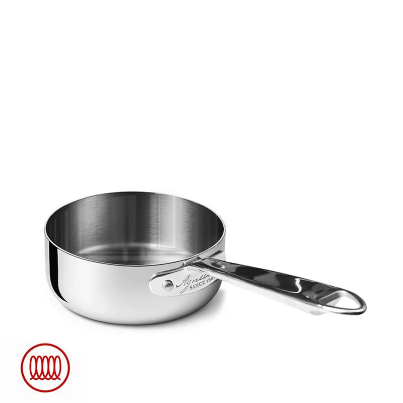 Alu-Inox 3-ply Casseruola Bassa Induzione Con Manico Tubolare In AluInox