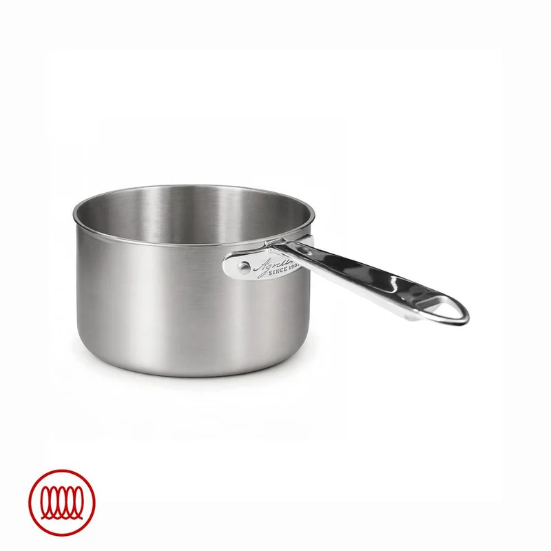 Alu-Inox 3-ply Casseruola Alta Induzione Con Manico Tubolare In AluInox
