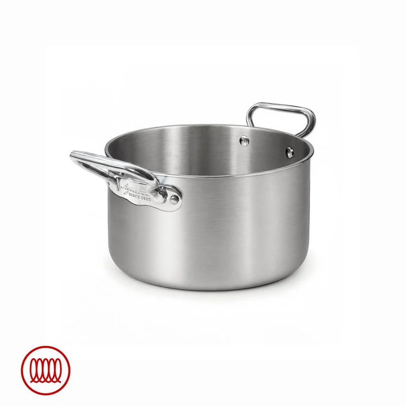 Alu-Inox 3-ply Casseruola Alta Induzione Con Due Maniglie In AluInox