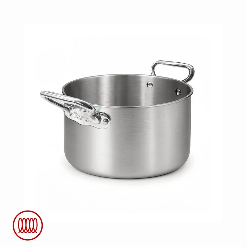 Alu-Inox 3-ply Casseruola Alta Induzione Con Due Maniglie In AluInox