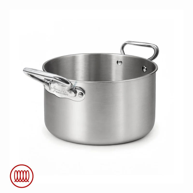 Alu-Inox 3-ply Casseruola Alta Induzione Con Due Maniglie In AluInox