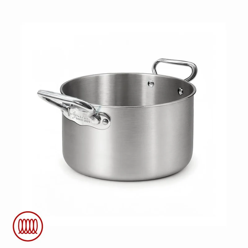 Alu-Inox 3-ply Casseruola Alta Induzione Con Due Maniglie In AluInox