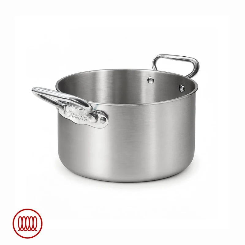 Alu-Inox 3-ply Casseruola Alta Induzione Con Due Maniglie In AluInox
