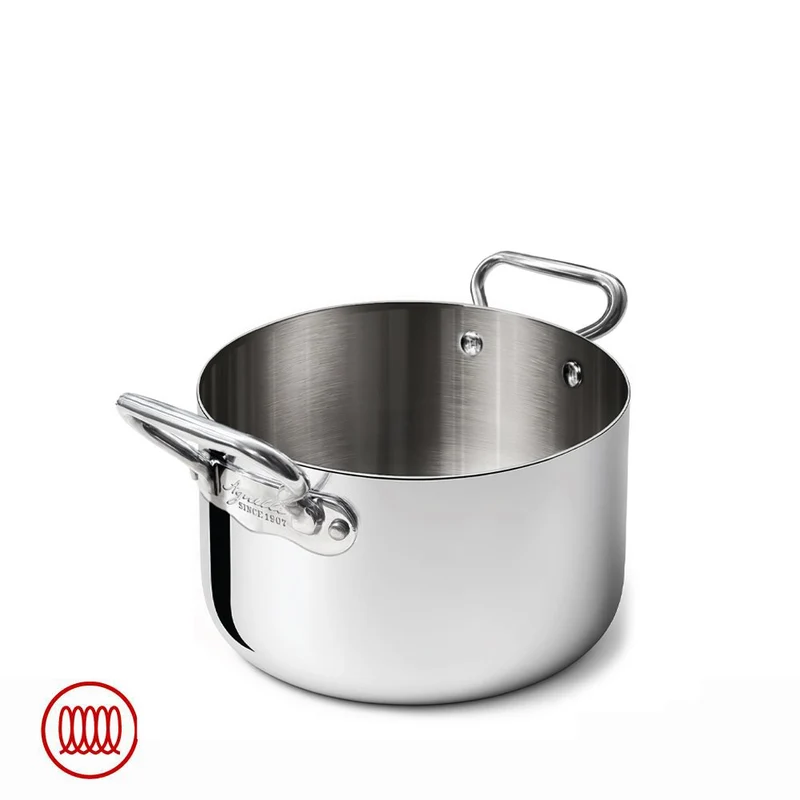 Alu-Inox 3-ply Casseruola Alta Induzione Con Due Maniglie In AluInox