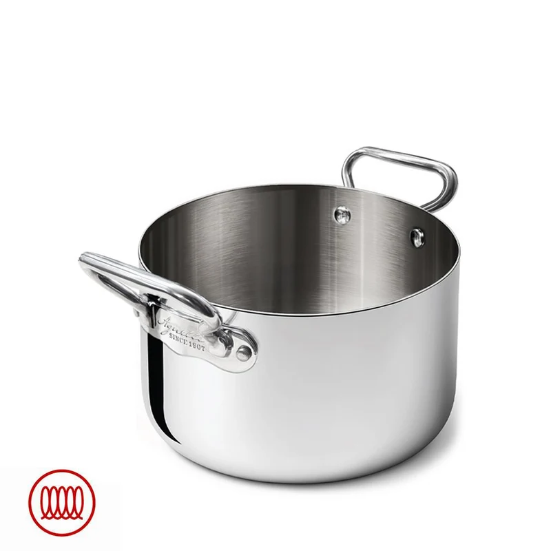 Alu-Inox 3-ply Casseruola Alta Induzione Con Due Maniglie In AluInox