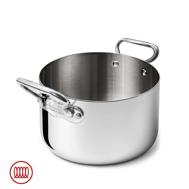 Alu-Inox 3-ply Casseruola Alta Induzione Con Due Maniglie In AluInox