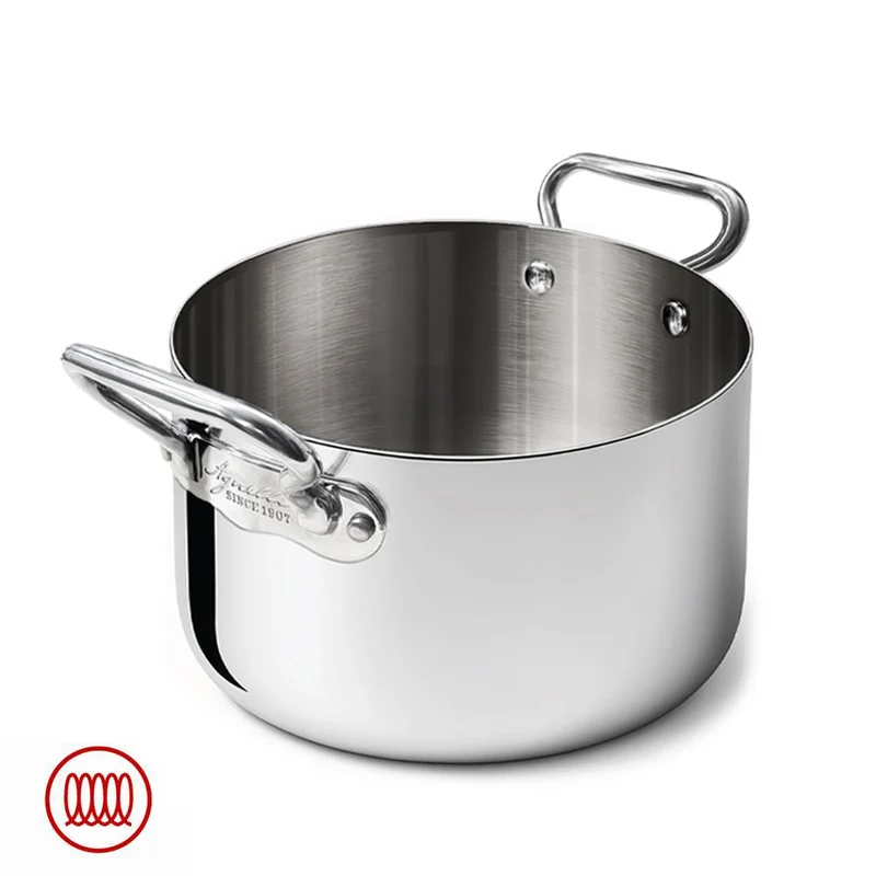 Alu-Inox 3-ply Casseruola Alta Induzione Con Due Maniglie In AluInox