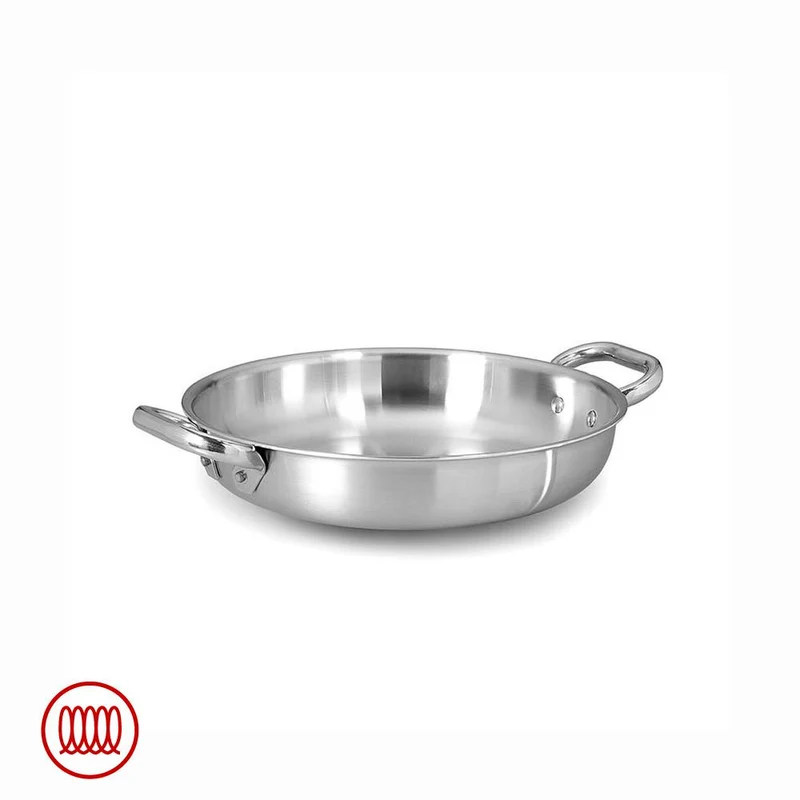 Alu-Inox 3-ply Tegame Basso Induzione Con Due Maniglie In AluInox