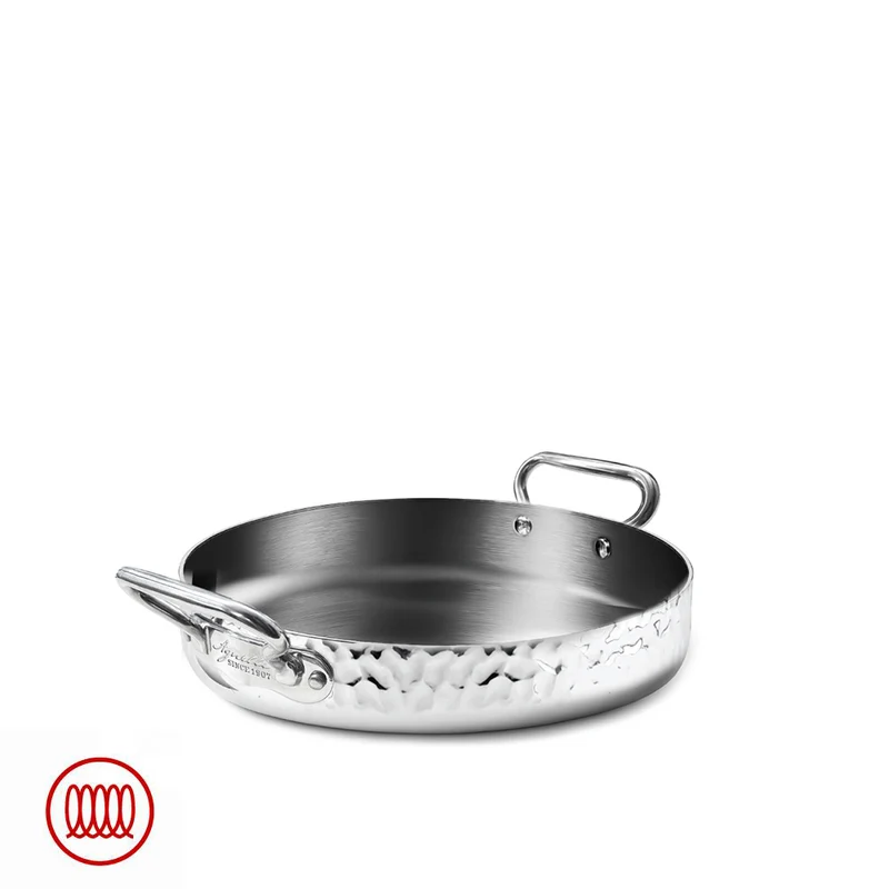 Alu-Inox 3-ply Tegame Basso Induzione Con Due Maniglie In AluInox