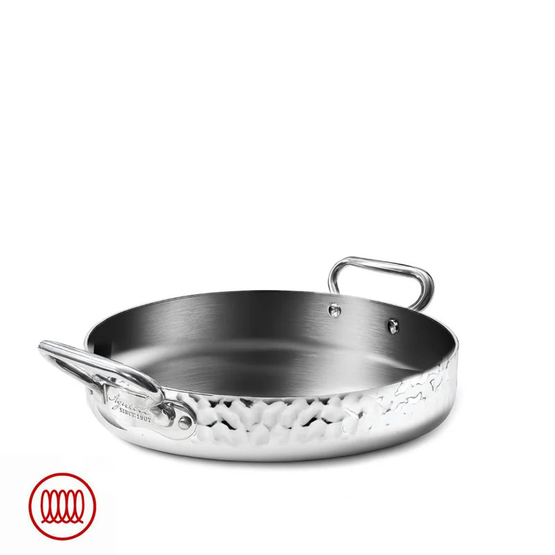 Alu-Inox 3-ply Tegame Basso Induzione Con Due Maniglie In AluInox