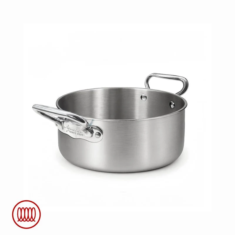 Alu-Inox 3-ply Casseruola Bassa Induzione Con Due Maniglie In AluInox