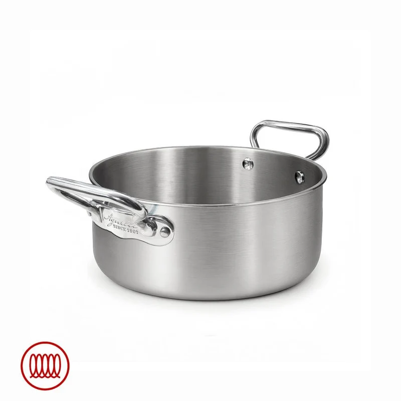 Alu-Inox 3-ply Casseruola Bassa Induzione Con Due Maniglie In AluInox