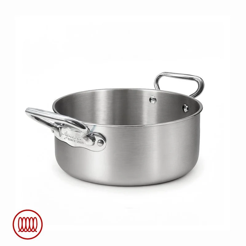 Alu-Inox 3-ply Casseruola Bassa Induzione Con Due Maniglie In AluInox