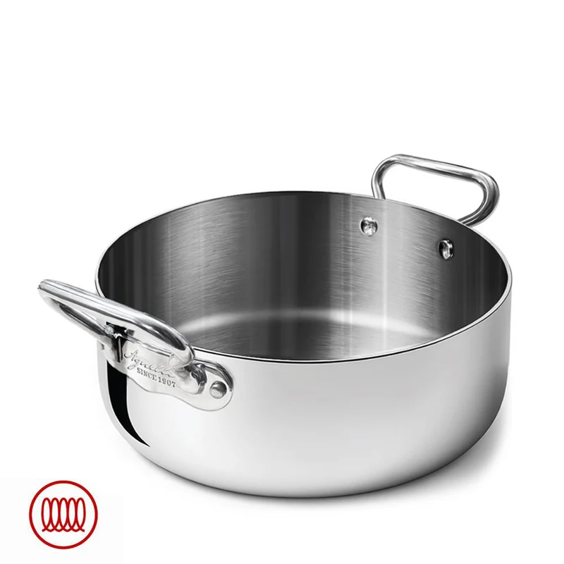 Alu-Inox 3-ply Casseruola Bassa Induzione Con Due Maniglie In AluInox