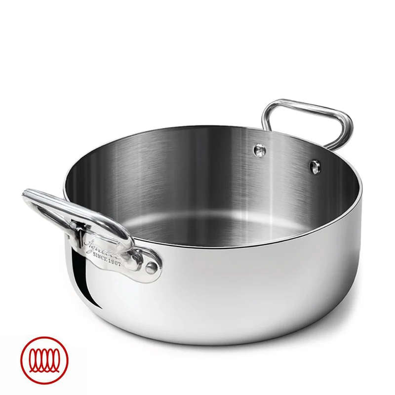 Alu-Inox 3-ply Casseruola Bassa Induzione Con Due Maniglie In AluInox