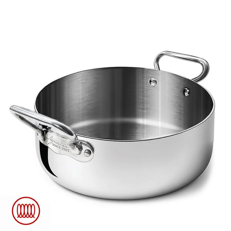 Alu-Inox 3-ply Casseruola Bassa Induzione Con Due Maniglie In AluInox