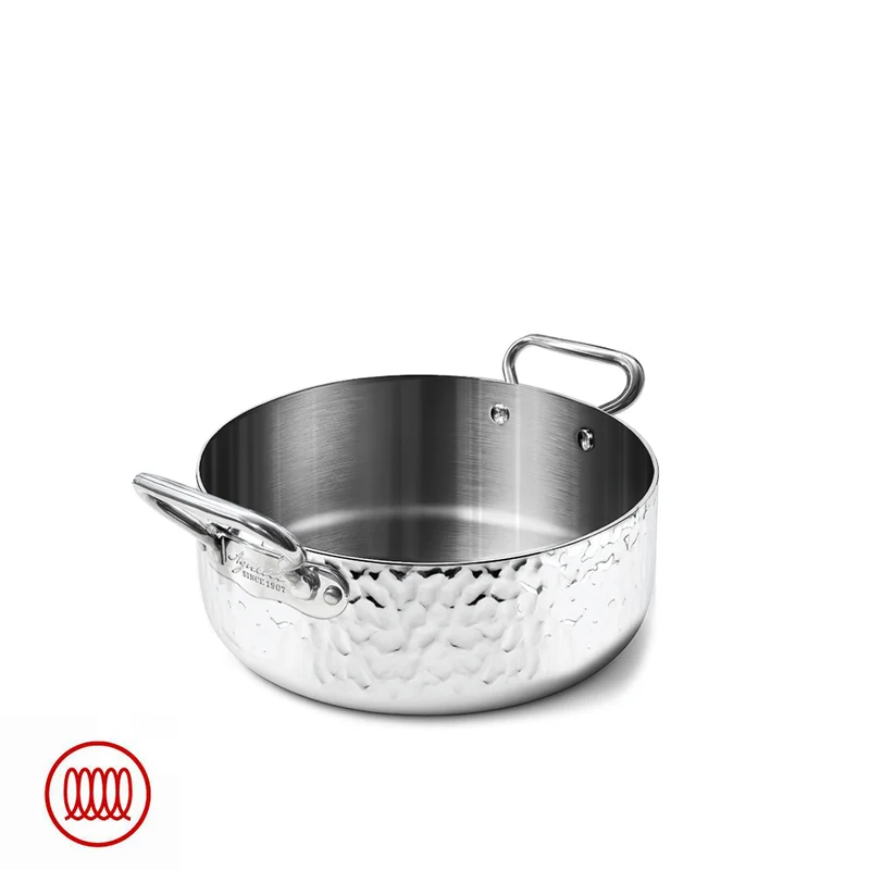 Alu-Inox 3-ply Casseruola Bassa Induzione Con Due Maniglie In AluInox