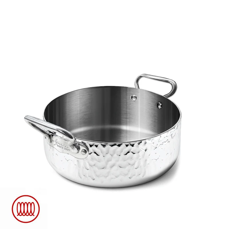 Alu-Inox 3-ply Casseruola Bassa Induzione Con Due Maniglie In AluInox