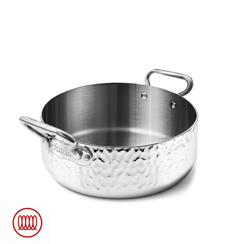 Alu-Inox 3-ply Casseruola Bassa Induzione Con Due Maniglie In AluInox