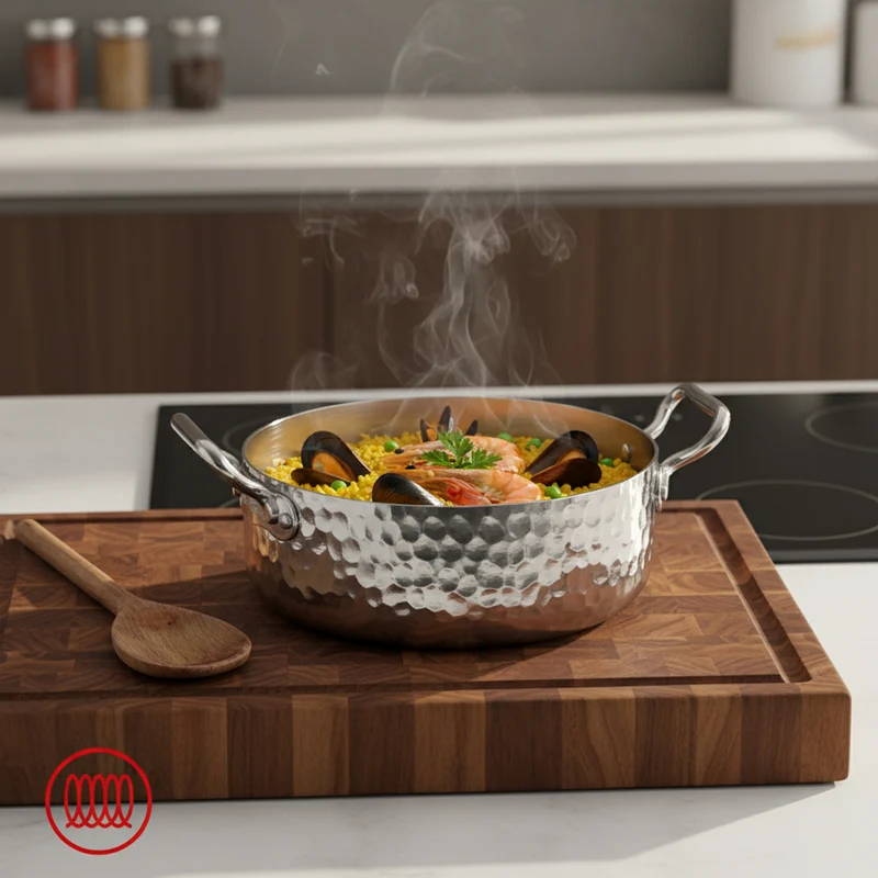 Alu-Inox 3-ply Casseruola Bassa Induzione Con Due Maniglie In AluInox