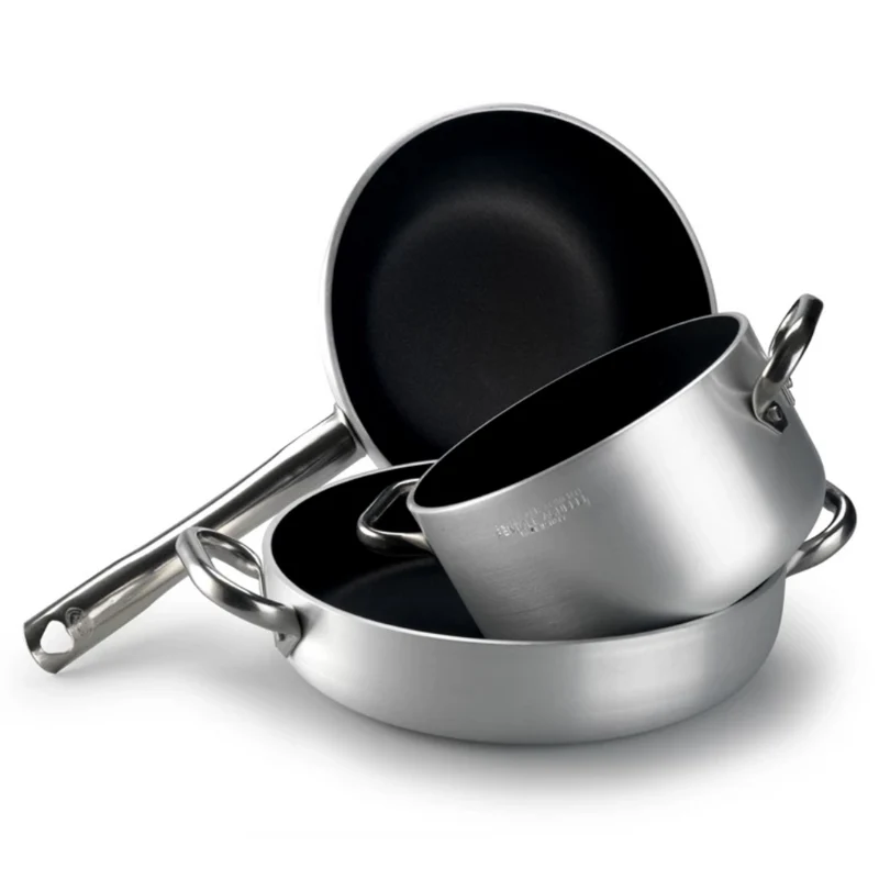 Acciaio Inox Platinum Tegame Basso Induzione Antiaderente Con Due Maniglie