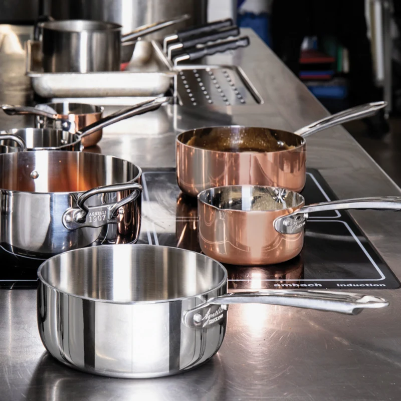 Acciaio Inox Casseruola Bassa Induzione Con Manico Tubolare