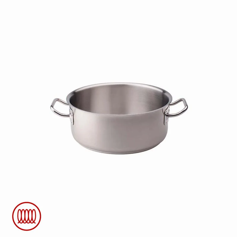Acciaio Inox Casseruola Bassa Induzione Con Due Maniglie